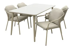 Pisa/Sofia rope dining tuinset voor 4 personen 160x90 cm. - Latte