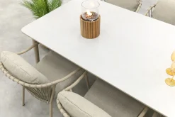 Pisa/Sofia rope dining tuinset voor 6 personen 220x100 cm. - Latte