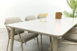 Pisa/Sofia rope dining tuinset voor 6 personen 220x100 cm. - Latte