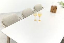 Pisa/Sofia rope dining tuinset voor 6 personen 220x100 cm. - Latte