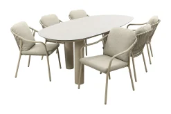 Pisa/Taste Denia 6-persoons organische tuinset 240x105 cm. - Latte