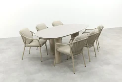 Pisa/Taste Denia 6-persoons organische tuinset 240x105 cm. - Latte