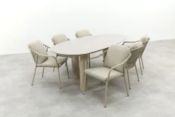 Pisa/Taste Denia 6-persoons organische tuinset 240x105 cm. - Latte