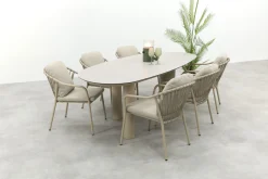 Pisa/Taste Denia 6-persoons organische tuinset 240x105 cm. - Latte