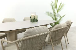 Pisa/Taste Denia 6-persoons organische tuinset 240x105 cm. - Latte
