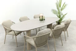 Pisa/Taste Denia 6-persoons organische tuinset 240x105 cm. - Latte