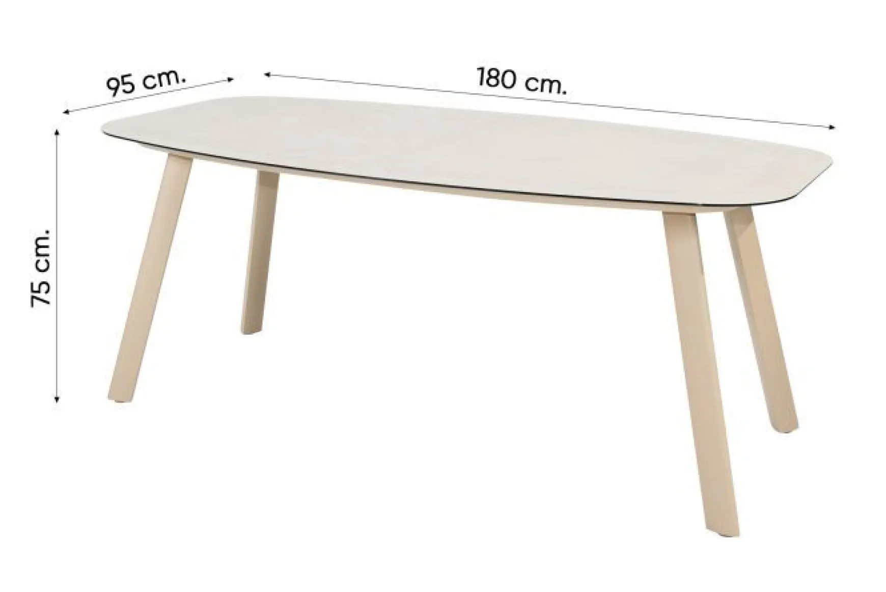 Pisa/Taste Manolo Deens ovale 4-persoons tuinset 180x95 cm. - Latte