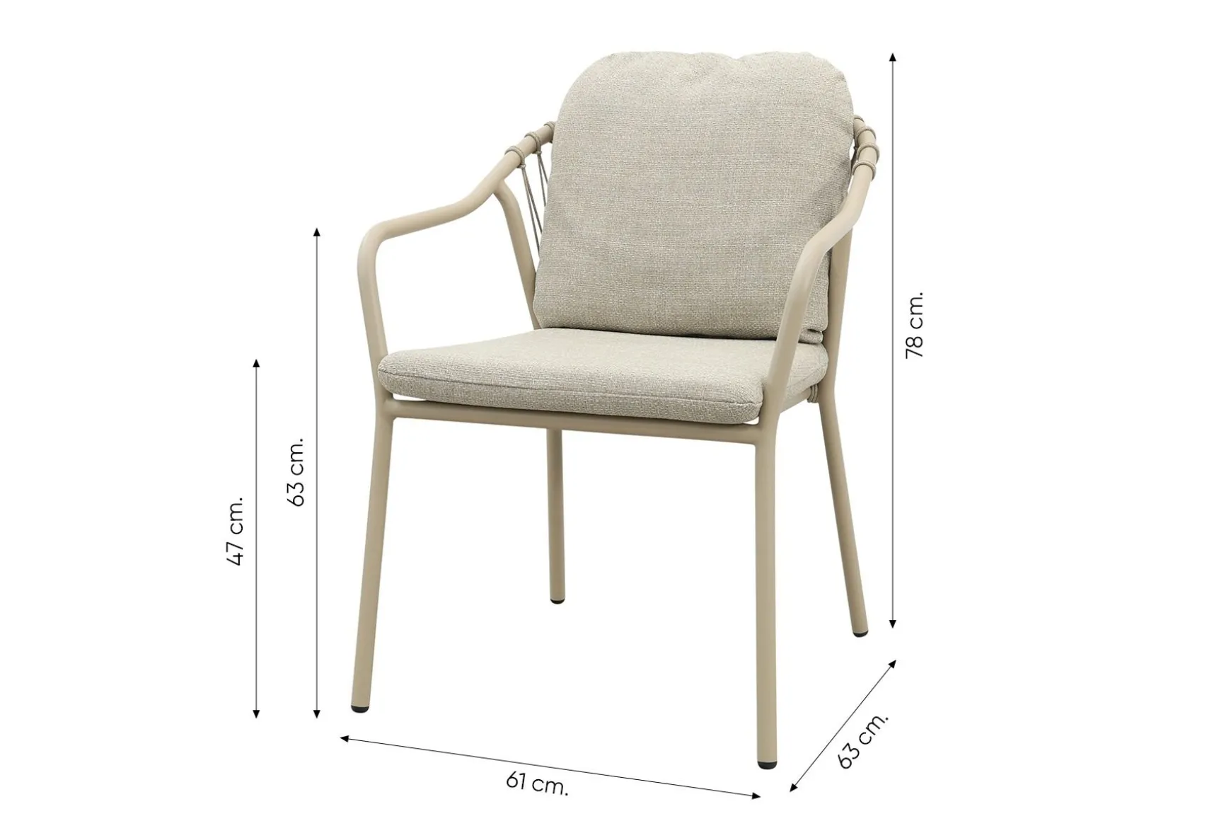Pisa/Taste Manolo Deens ovale 4-persoons tuinset 180x95 cm. - Latte