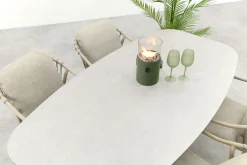 Pisa/Taste Manolo Deens ovale 4-persoons tuinset 180x95 cm. - Latte