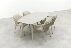 Pisa/Taste Manolo Deens ovale 4-persoons tuinset 180x95 cm. - Latte