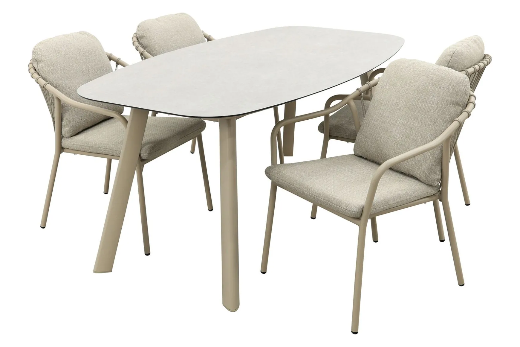 Pisa/Taste Manolo Deens ovale 4-persoons tuinset 180x95 cm. - Latte