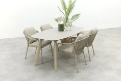 Pisa/Taste Manolo Deens ovale 4-persoons tuinset 180x95 cm. - Latte