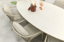 Pisa/Ventaro ovale tuinset voor 6 personen 240x115 cm. - Latte