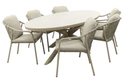 Pisa/Ventaro ovale tuinset voor 6 personen 240x115 cm. - Latte