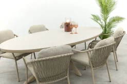 Pisa/Ventaro ovale tuinset voor 6 personen 240x115 cm. - Latte
