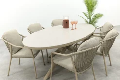 Pisa/Ventaro ovale tuinset voor 6 personen 240x115 cm. - Latte