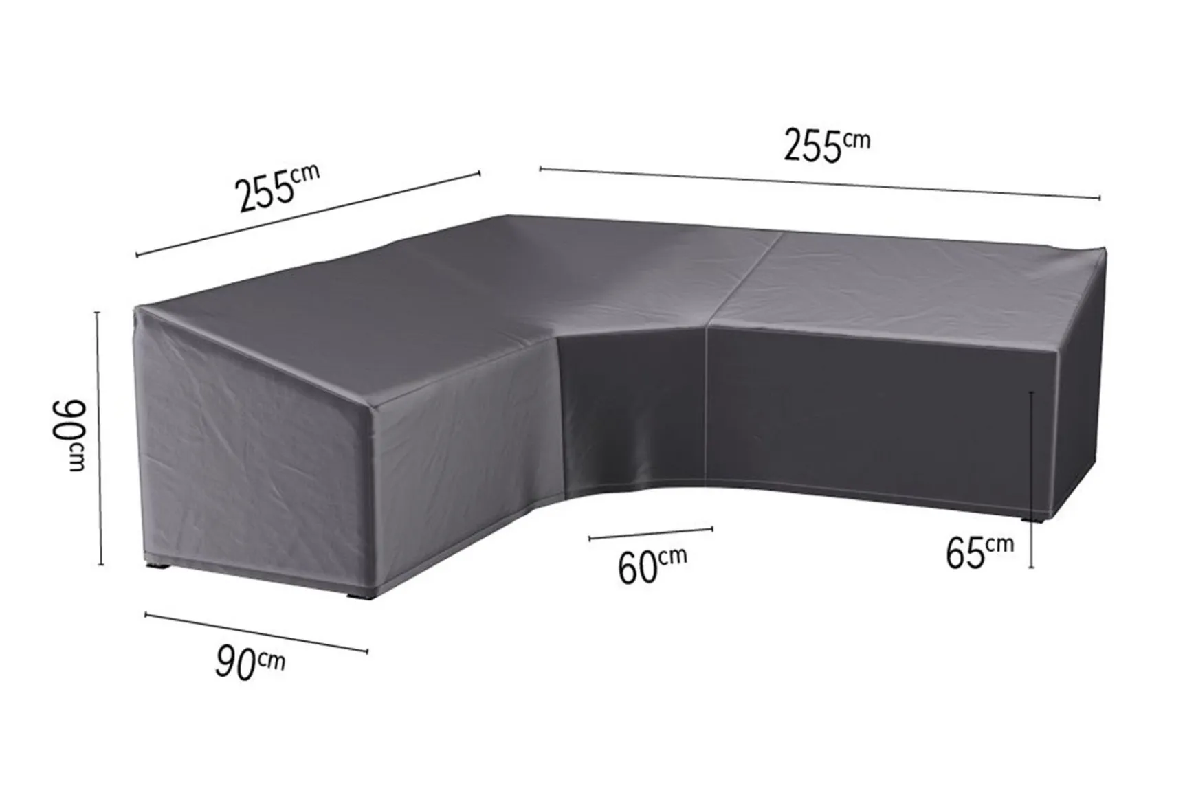 Platinum Aerocover loungesethoes 255x255x90x65 cm - L-vorm trapeze