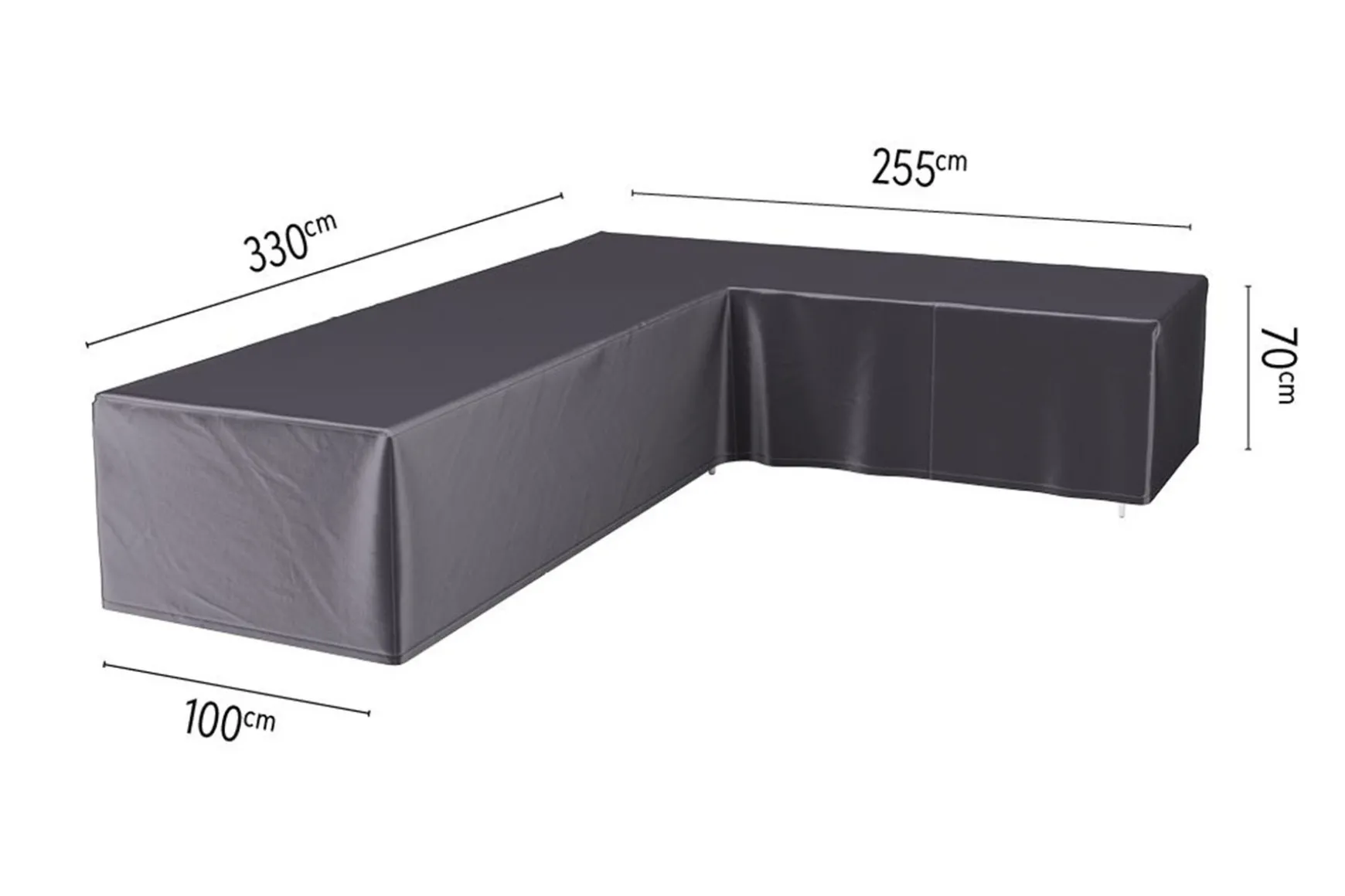 Platinum Aerocover loungesethoes L-vorm 330x255 cm - Rechts