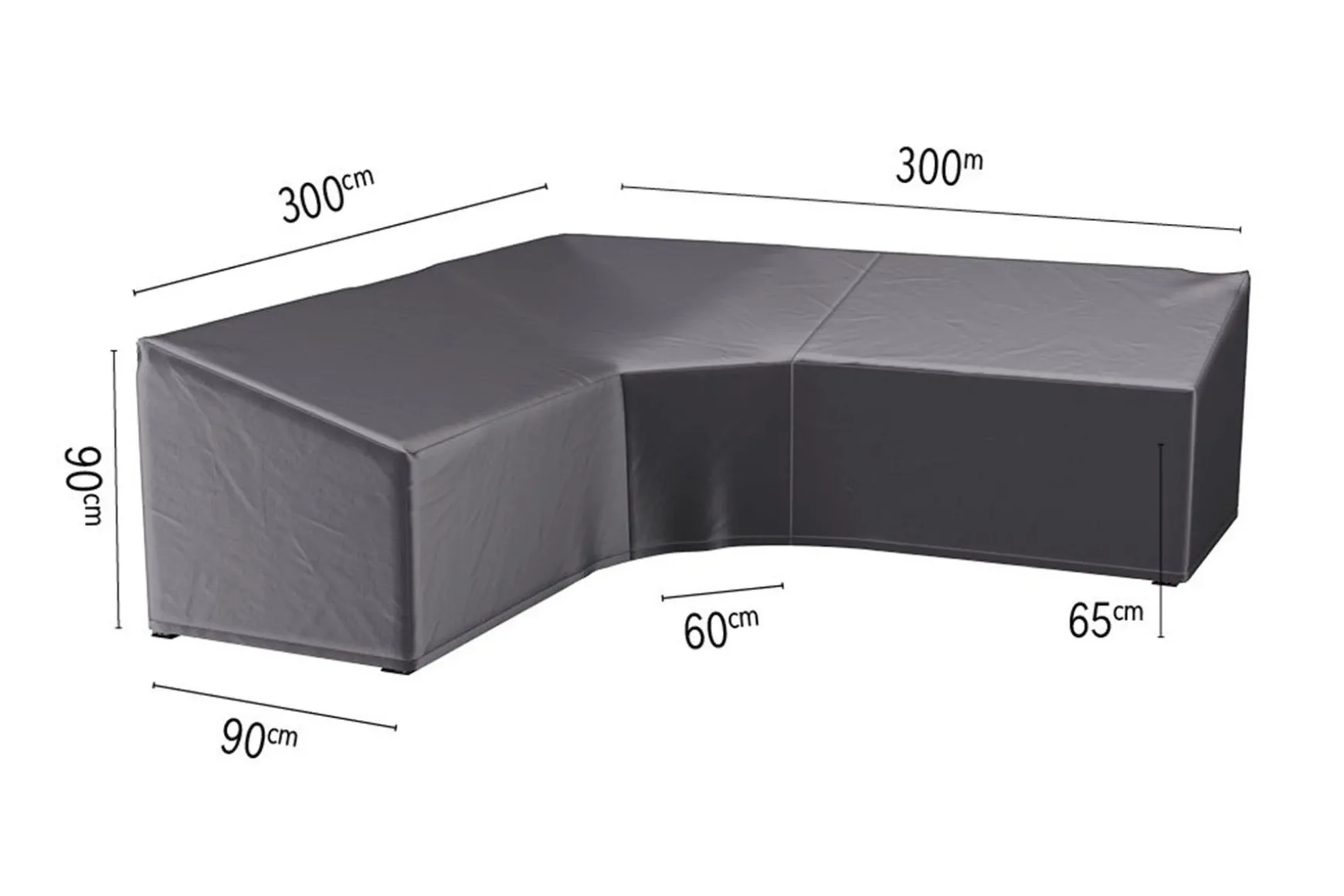 Platinum Aerocover loungesethoes 300x300x90x65 cm - L-vorm trapeze