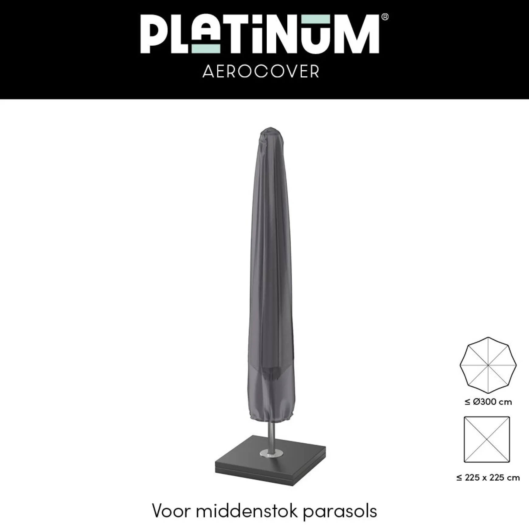 Platinum Aerocover parasolhoes voor stokparasol - 165x25/35 cm.