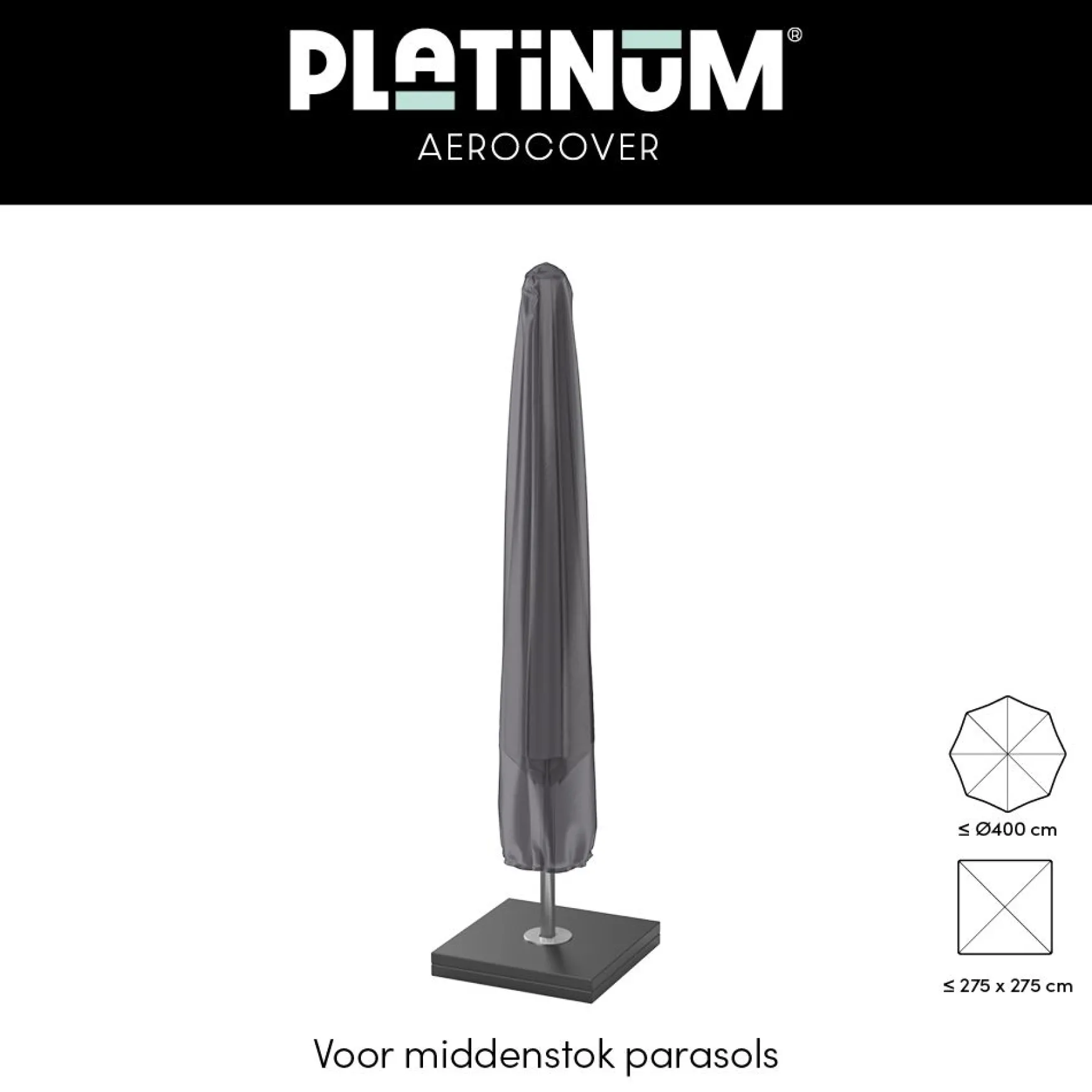 Platinum Aerocover parasolhoes voor stokparasol - 215x30/40 cm.