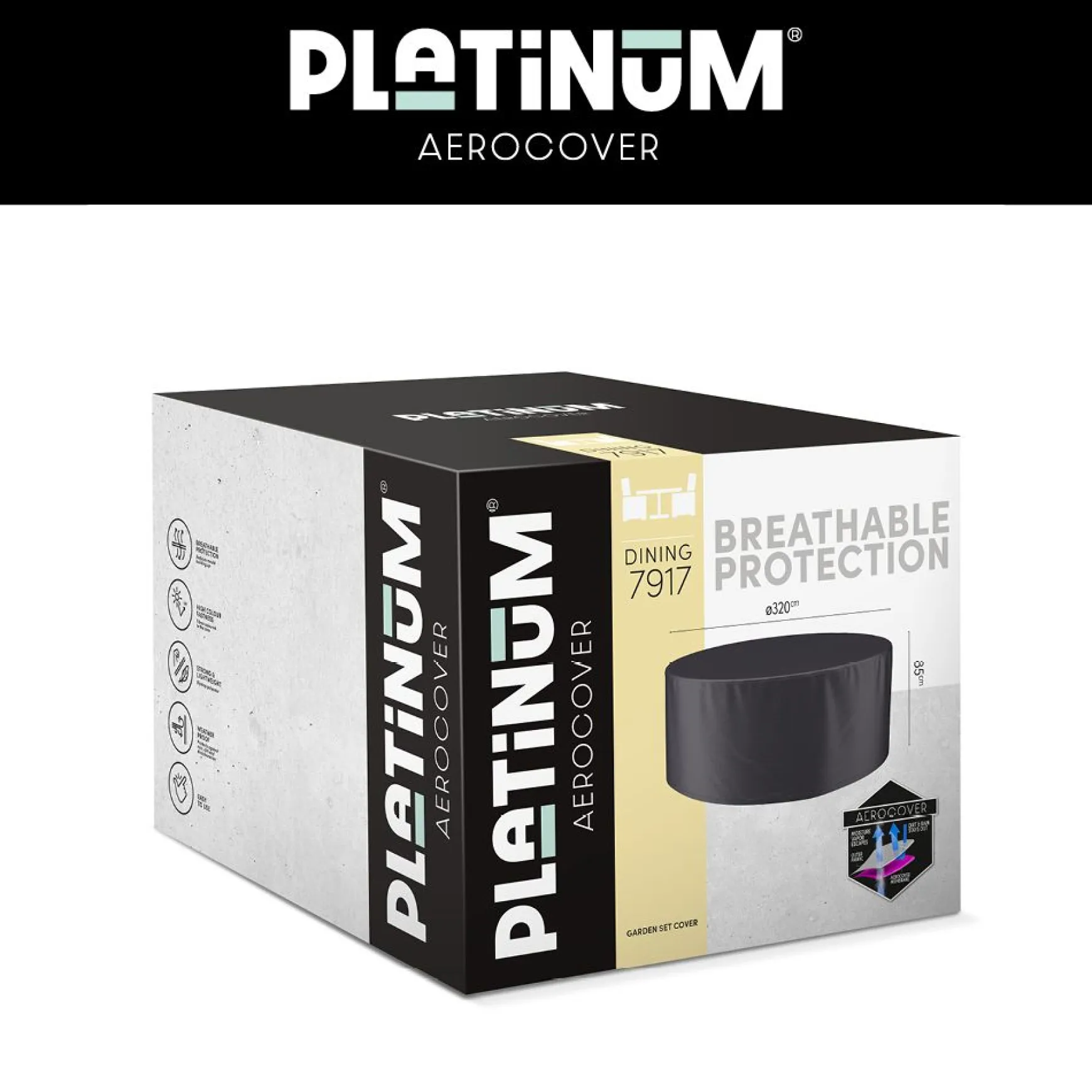 Platinum Aerocover ronde tuinsethoes - 320x85 cm.