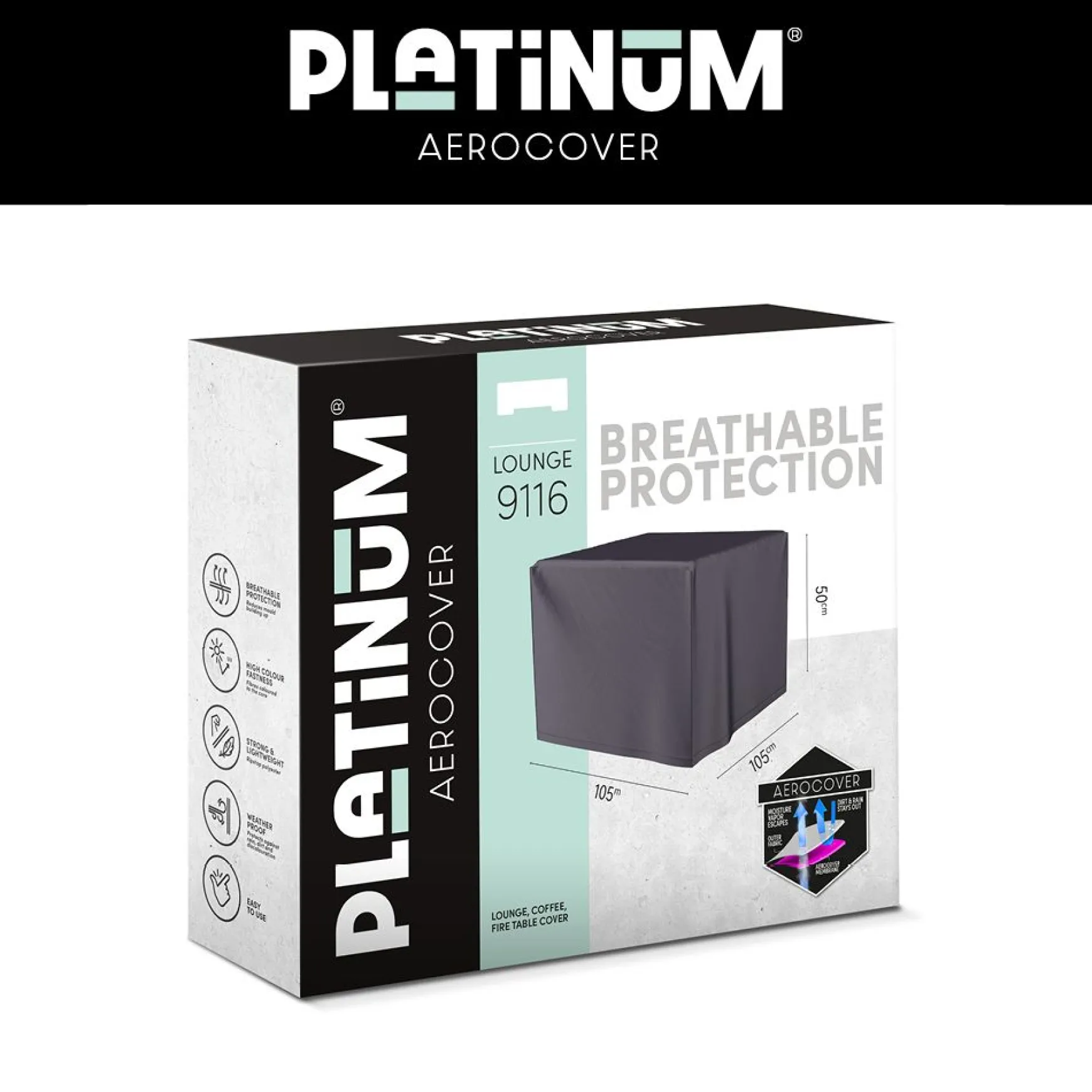 Platinum Aerocover vuurtafelhoes - 105x105x50 cm.