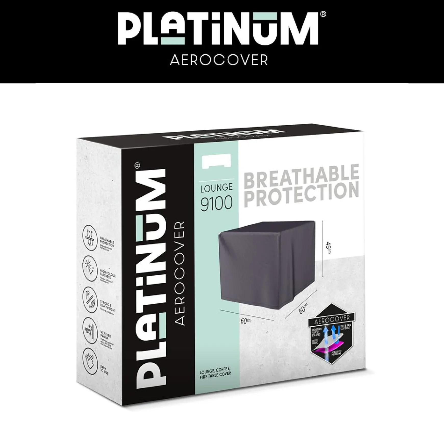 Platinum Aerocover vuurtafelhoes - 60x60xH45 cm.