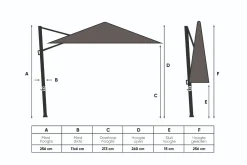 Platinum Beaufort zweefparasol premium 3,2x3,2 m. - Sandstone Champagne
