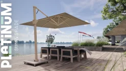 Platinum Beaufort zweefparasol premium 3,2x3,2 m. - Sandstone Champagne