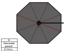 Platinum Challenger parasol Premium T2 3.5 - Champagne Teak + vulbare voet + hoes
