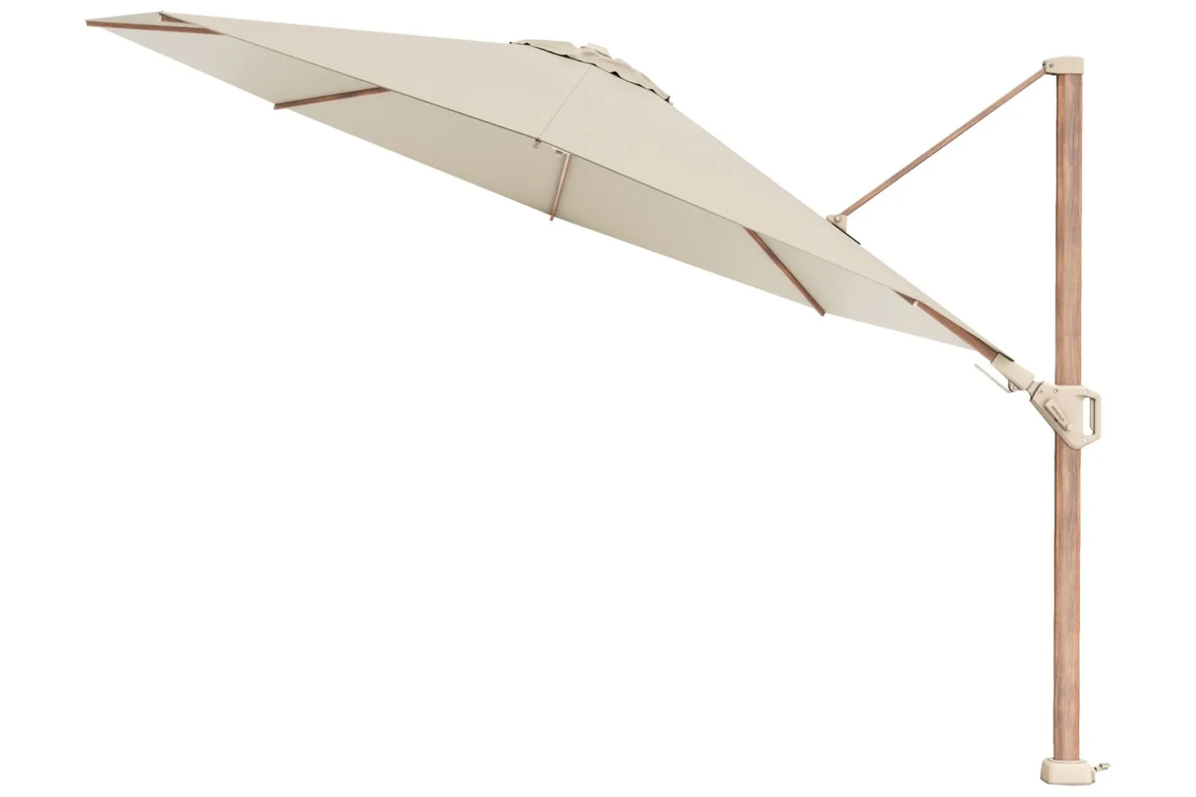 Platinum Challenger parasol Premium T2 3.5 - Champagne Teak + vulbare voet + hoes