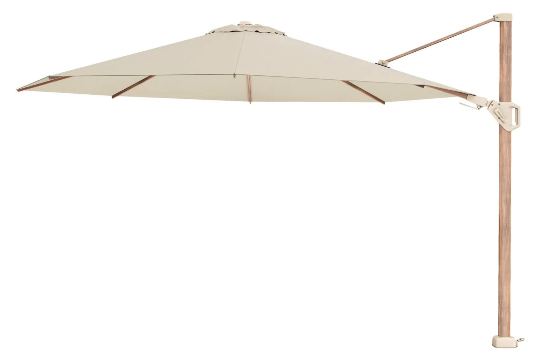 Platinum Challenger parasol Premium T2 3.5 - Champagne Teak + vulbare voet + hoes