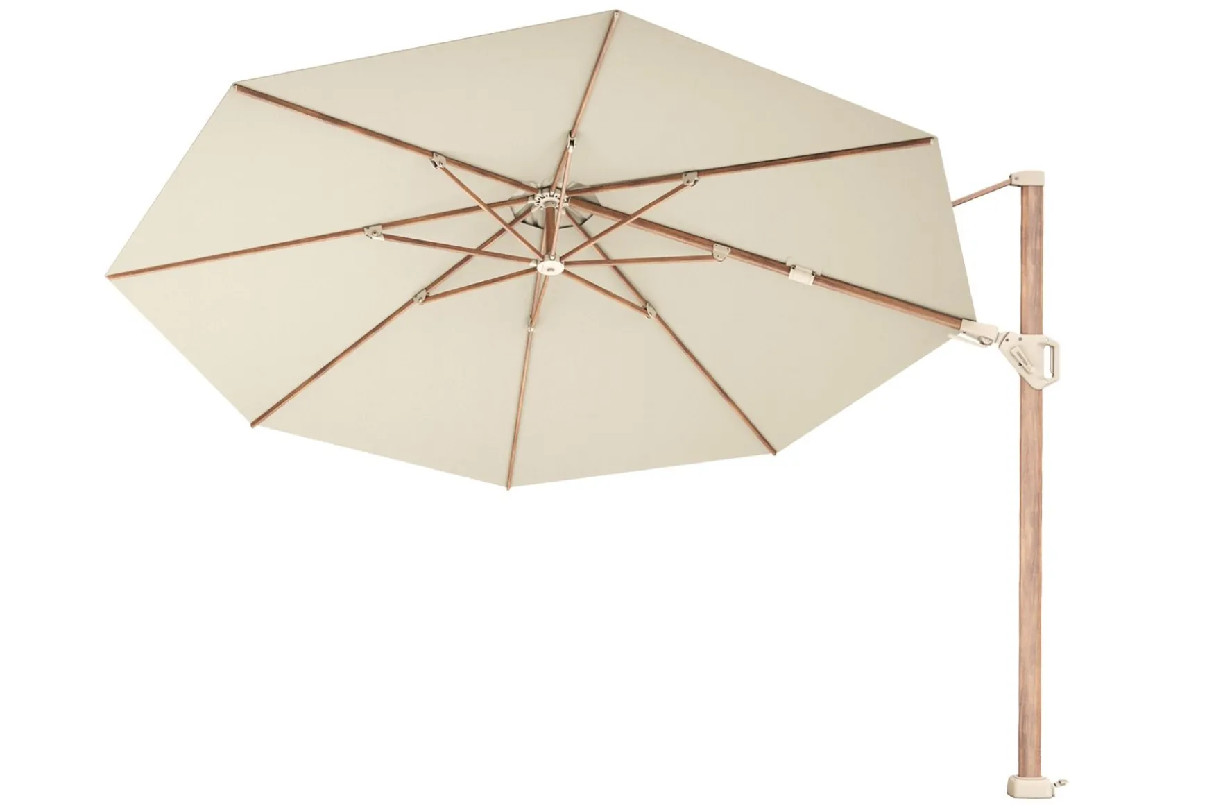 Platinum Challenger parasol Premium T2 3.5 - Champagne Teak + vulbare voet + hoes