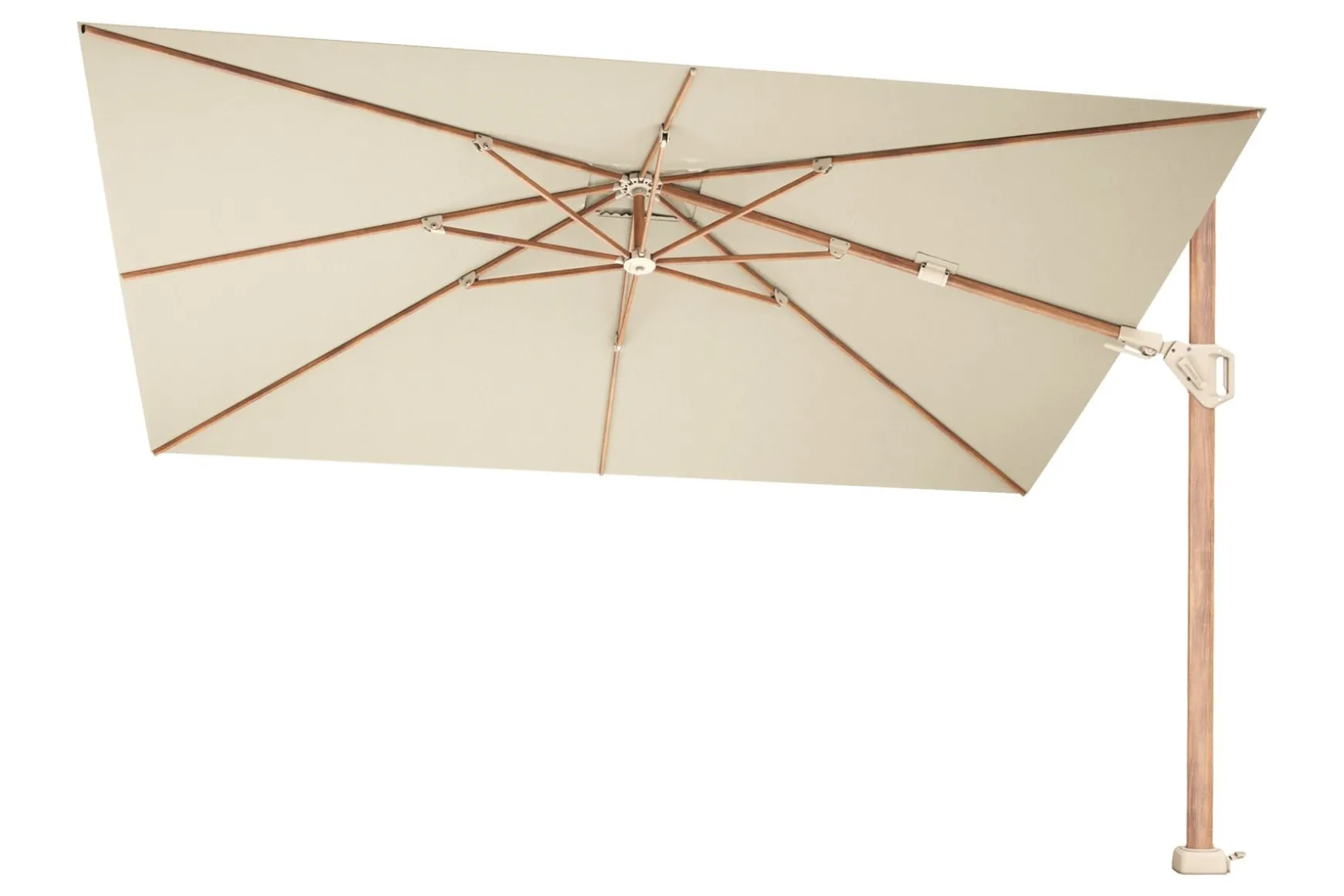 Platinum Challenger parasol Premium T2 2,6x3,5 m. - Champagne Teak - met ingraafvoet en hoes
