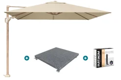 Platinum Challenger Premium T2 3x3 m Champagne Teak - met voet en hoes