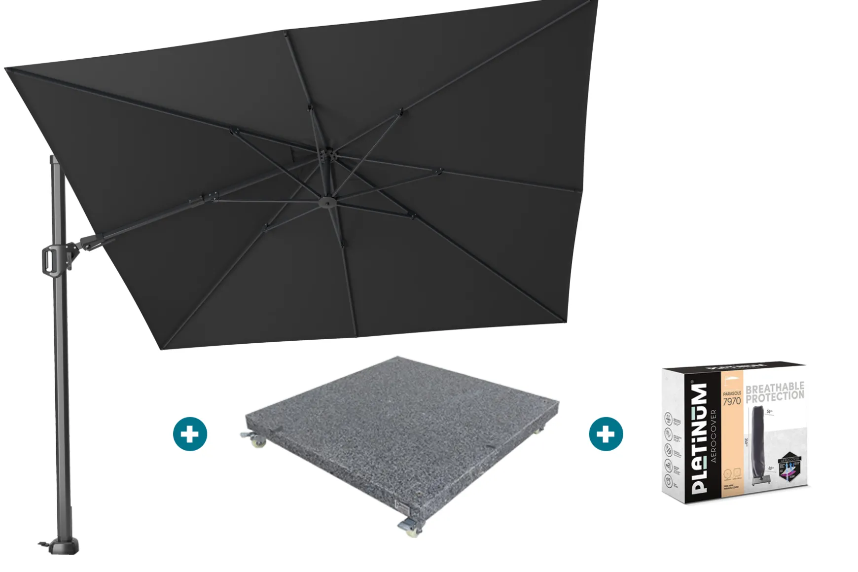 Platinum Challenger Premium T2 3x3 m - Faded Black met voet en hoes