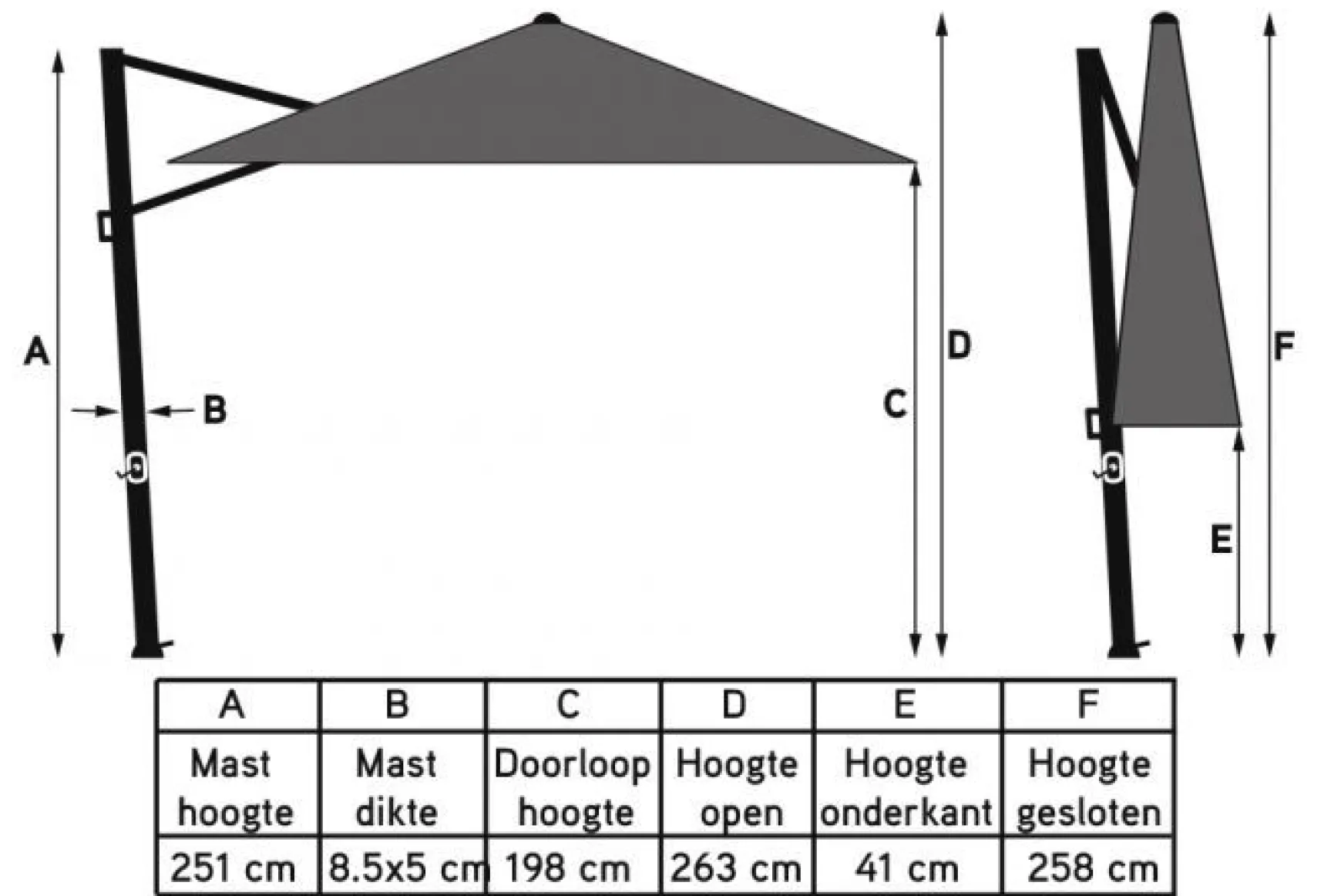 Platinum Challenger Premium T2 3x3 m - Manhattan Grey met voet en hoes