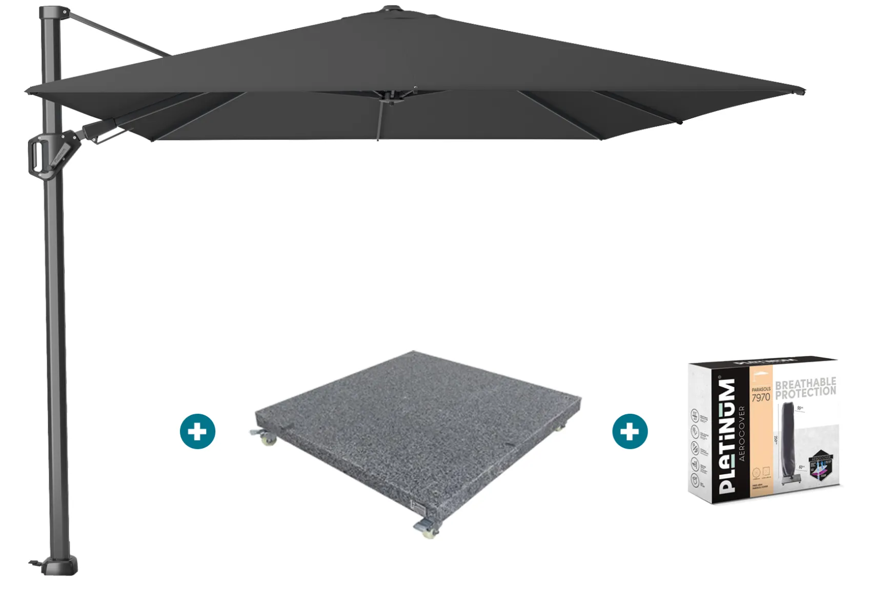 Platinum Challenger Premium T2 3.5x2.6 m - Faded Black met voet en hoes