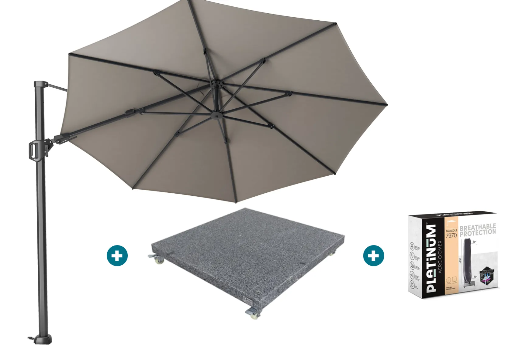 Platinum Challenger Premium T2 3.5 Rond - Manhattan Grey met voet en hoes