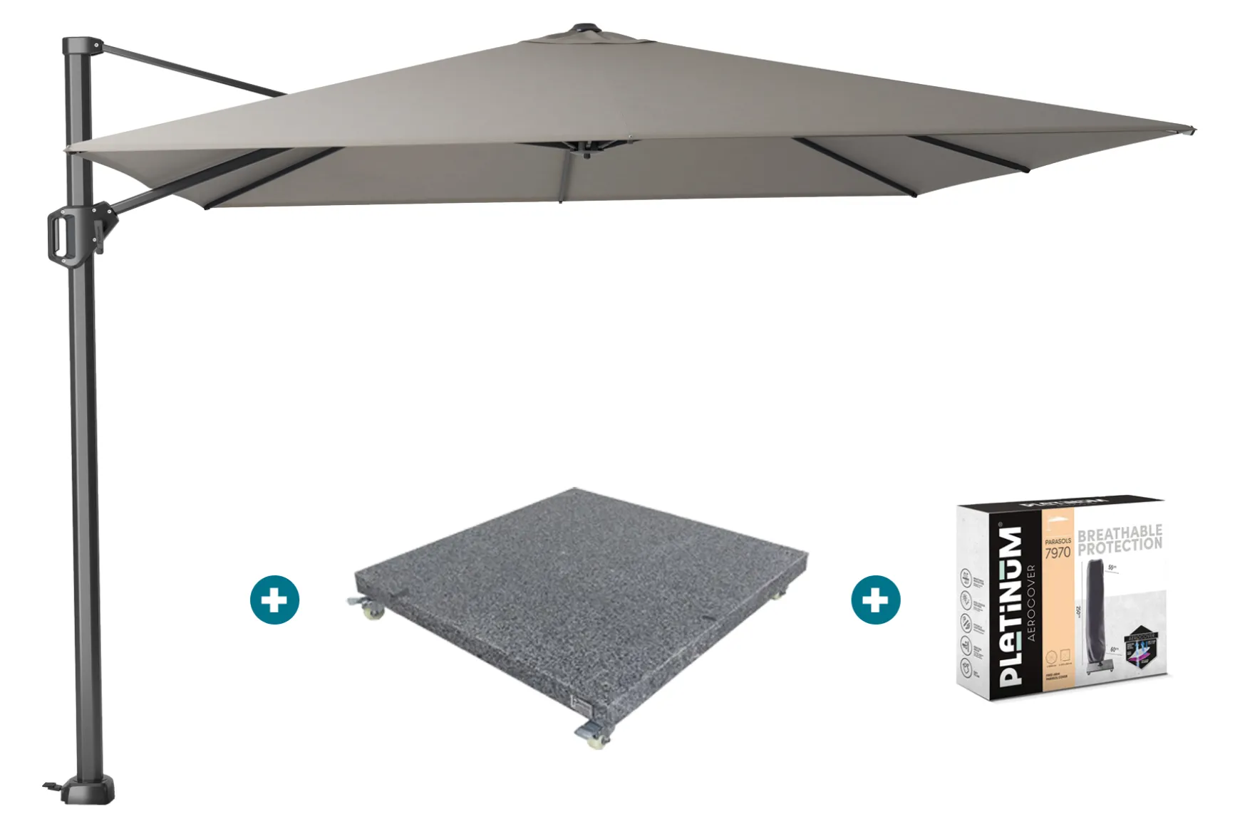 Platinum Challenger Premium T1 3x3 m - Manhattan Grey met voet en hoes