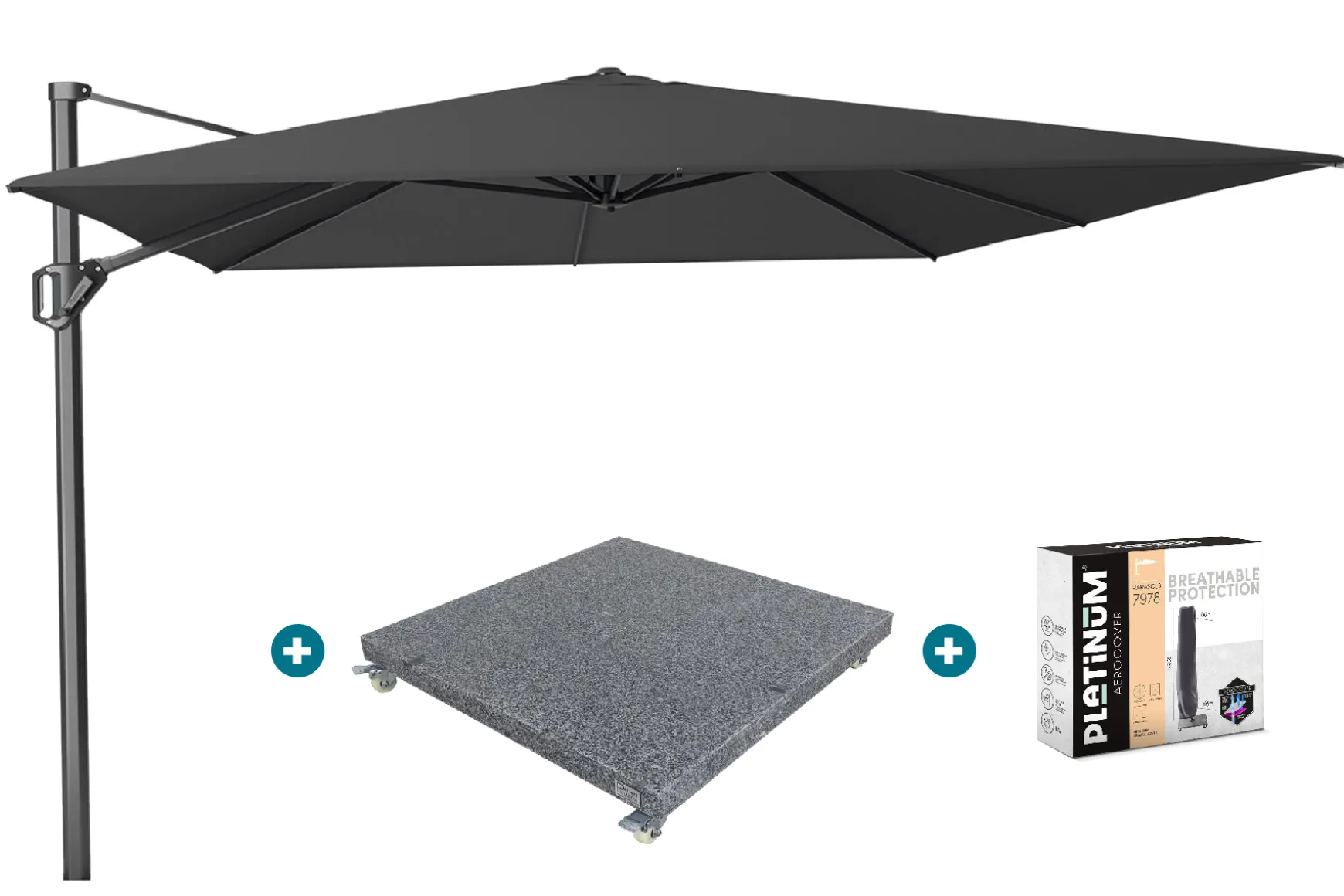 Platinum Challenger Premium T1 4x3 m - Faded Black met voet en hoes