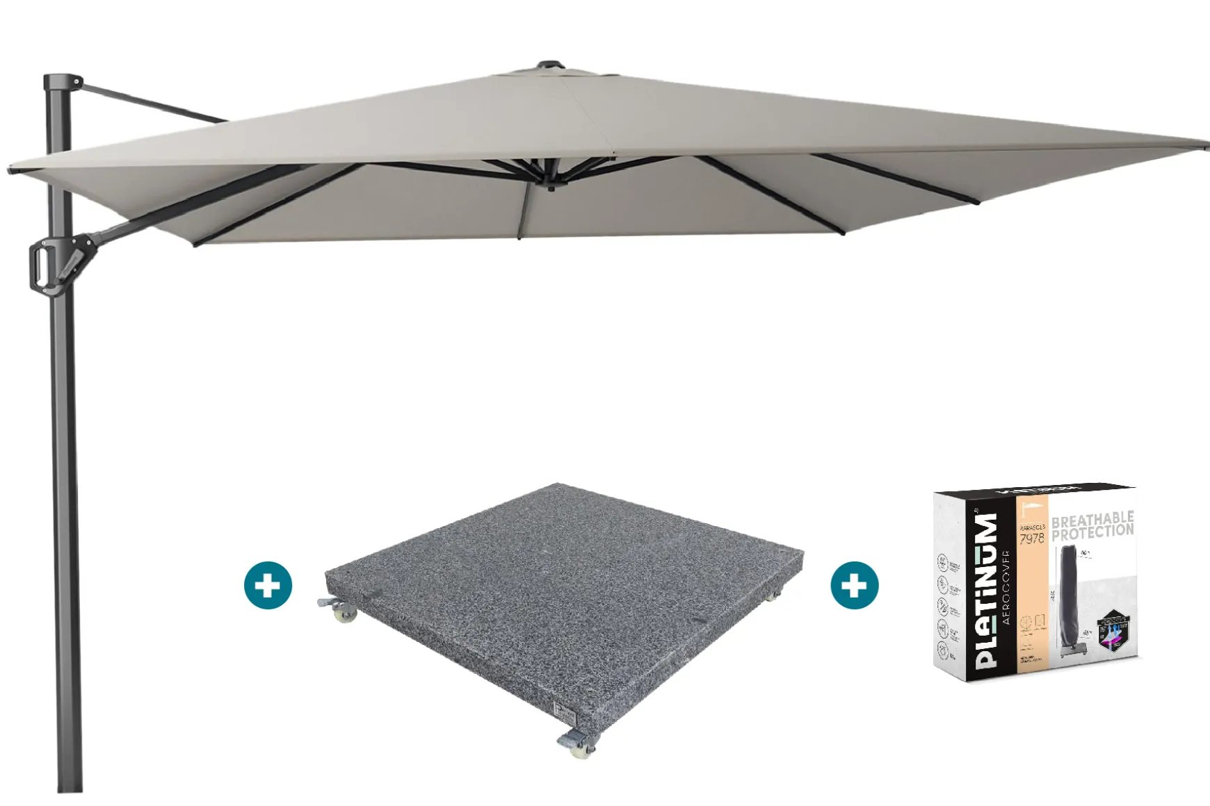 Platinum Challenger Premium T1 4x3 m - Manhattan Grey met voet en hoes