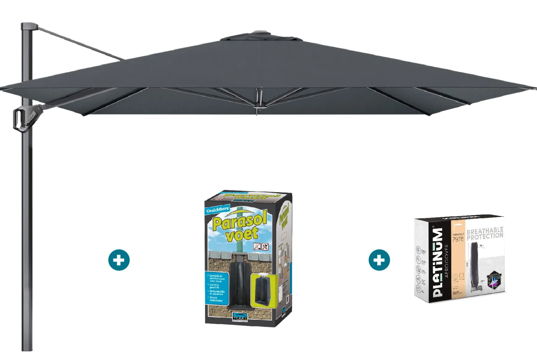 Platinum Challenger Premium T1 3.5x3.5 m - Faded Black met ingraafvoet en hoes