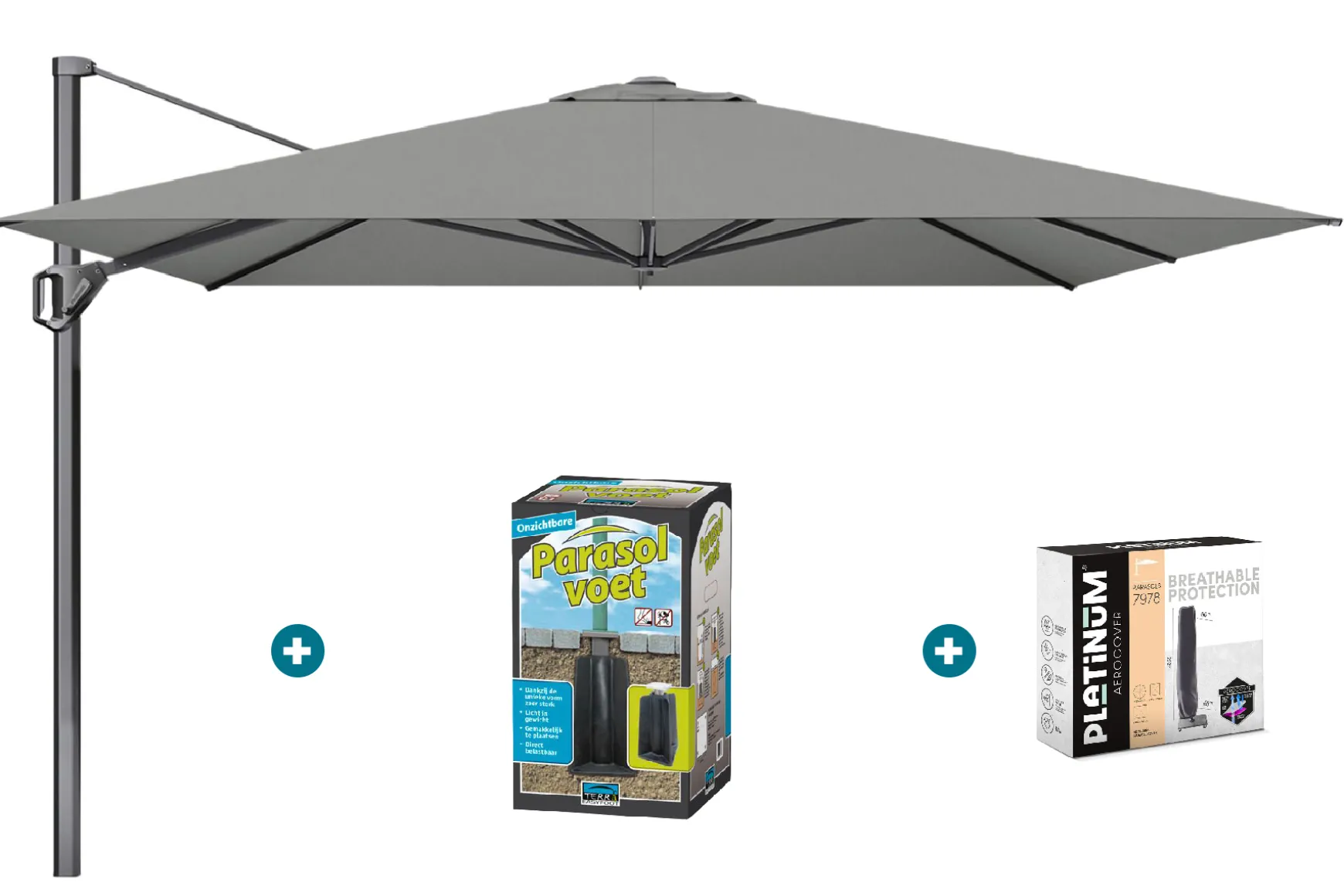 Platinum Challenger Premium T1 3.5x3.5 m - Manhattan Grey met ingraafvoet en hoes