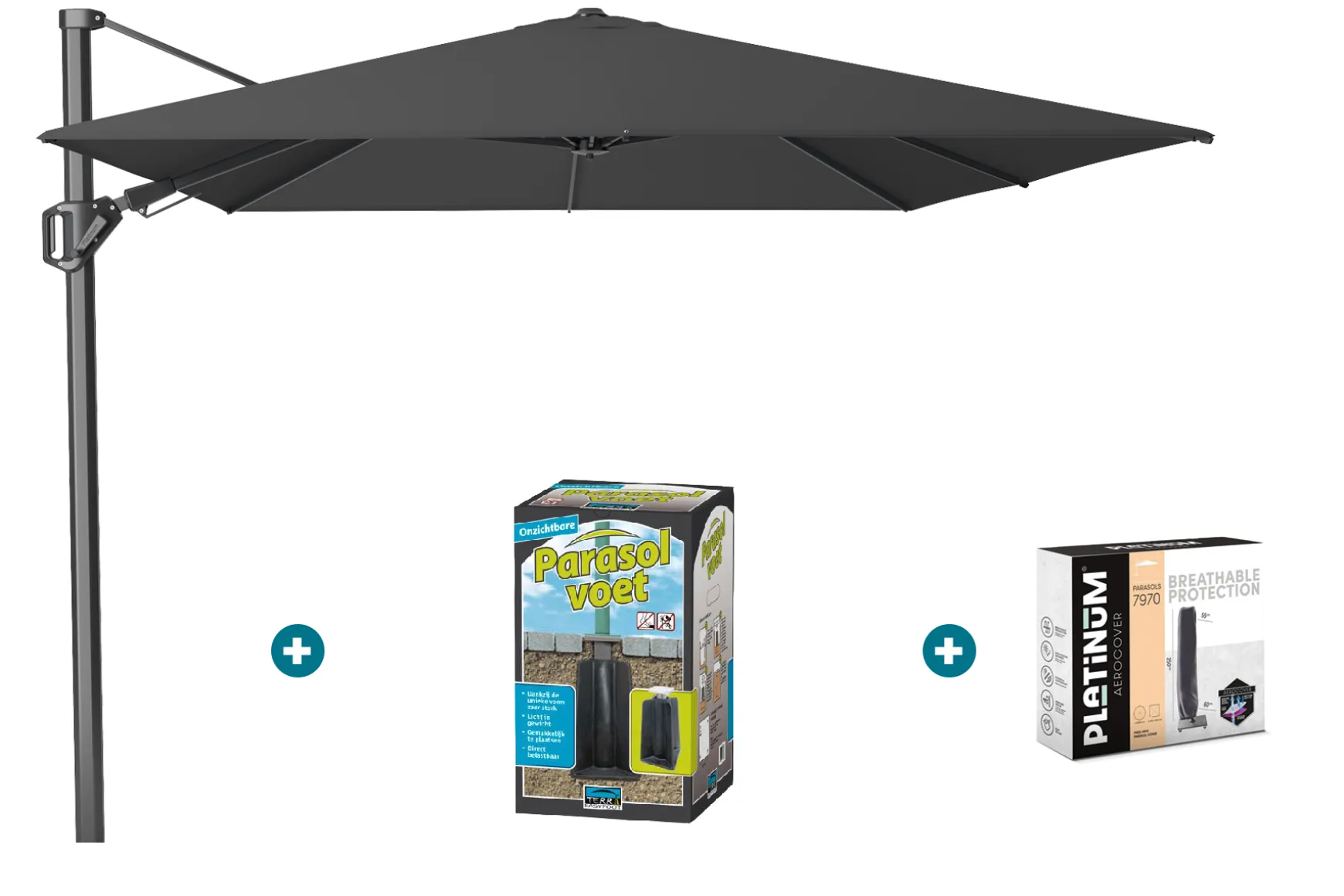Platinum Challenger Premium T2 3.5x2.6 m - Faded Black met ingraafvoet en hoes
