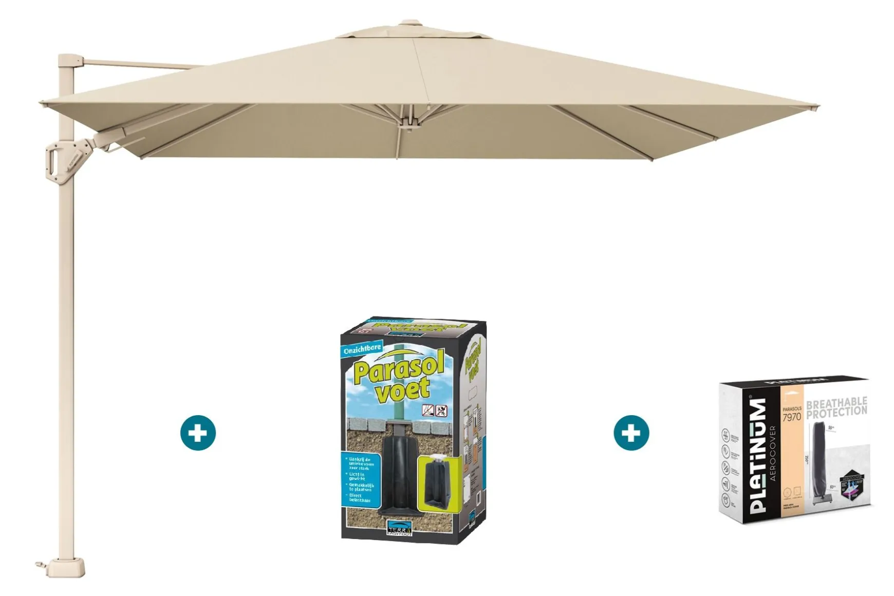Platinum Challenger Premium T2 3x3 m Champagne Sandstone - met ingraafvoet en hoes