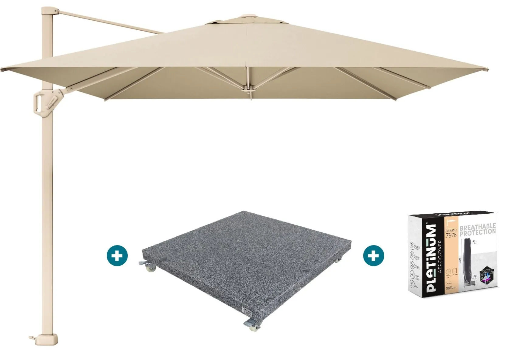 Platinum Challenger Premium T1 4x3 m - Champagne Sandstone met voet en hoes