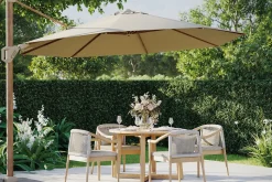 Platinum Challenger Premium T2 3.5 Rond - Champagne Teak met voet en hoes