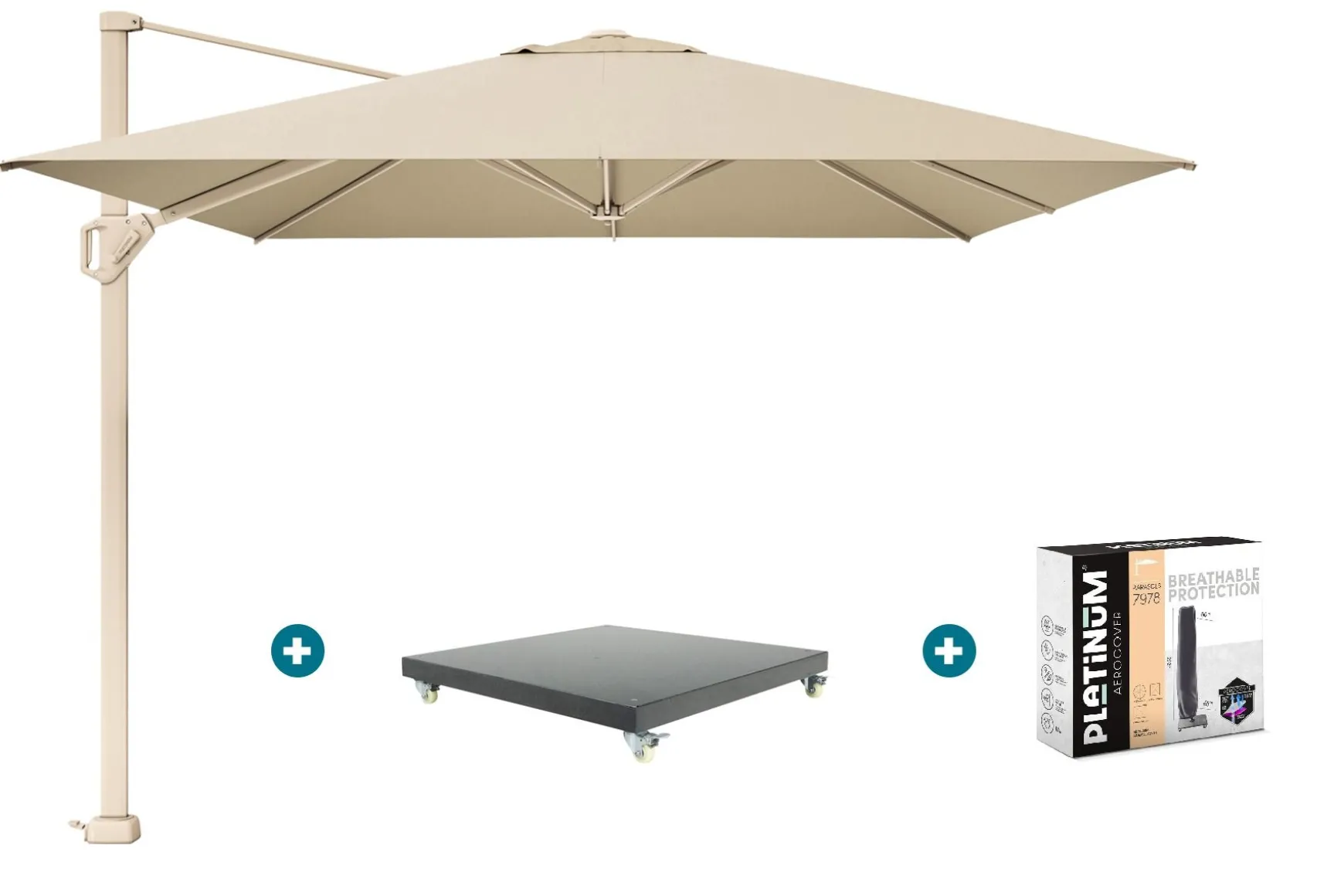Platinum Challenger Premium T1 4x3 m - Champagne Sandstone met Marbella voet en hoes
